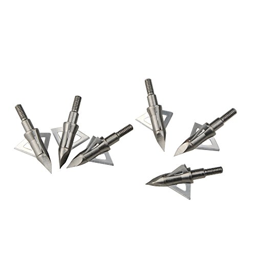 ZSHJG Puntas de Flecha de Tiro con Arco Caza Universal Metal Flecha Cabeza 100 Granos Broadhead con 3 Hojas Afiladas para Ballesta y Flechas de Arco Compuesto (6 Piezas)