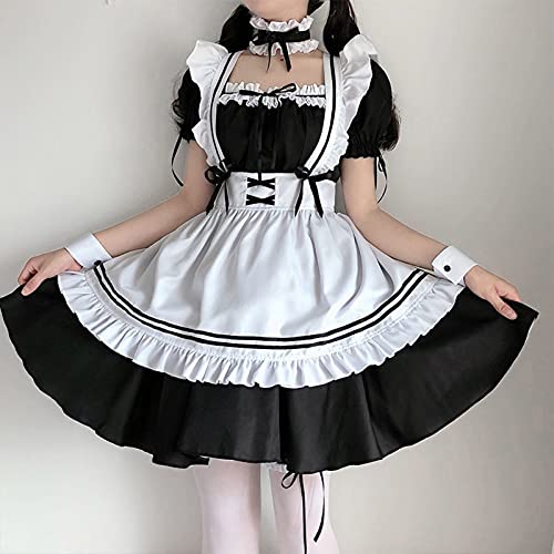 ZYOONG Disfraces de criada de Lolita de 2021 para niñas y mujeres, encantadora, disfraz de animación, espectáculo japonés, ropa de vestir (color: negro, tamaño: S)