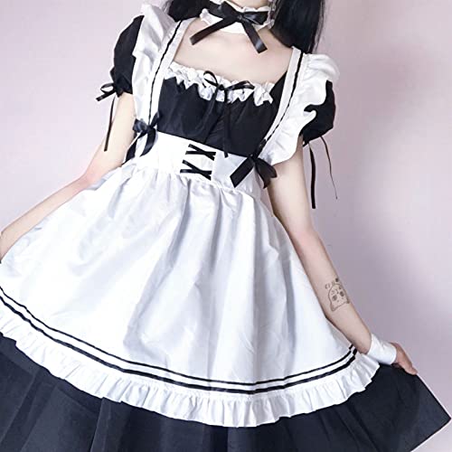 ZYOONG Disfraces de criada de Lolita de 2021 para niñas y mujeres, encantadora, disfraz de animación, espectáculo japonés, ropa de vestir (color: negro, tamaño: S)