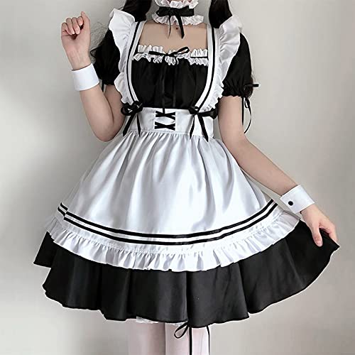 ZYOONG Disfraces de criada de Lolita de 2021 para niñas y mujeres, encantadora, disfraz de animación, espectáculo japonés, ropa de vestir (color: negro, tamaño: S)